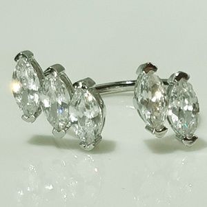 NEW 5 Stone Marquise Open Top Silver Fashion Ring
